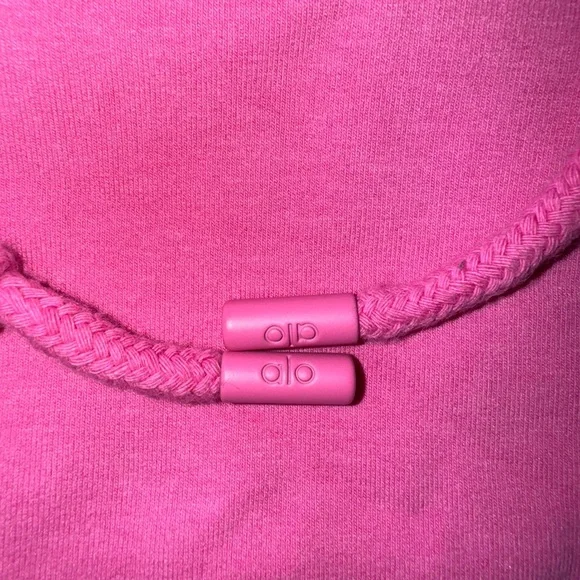 ALO Yoga Cropped Double Take Terry Hoodie in Paradise Pink - Picture 4 of 5